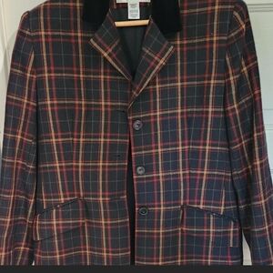 Jones New York Black and Red Sport Coat with Notched Lapels